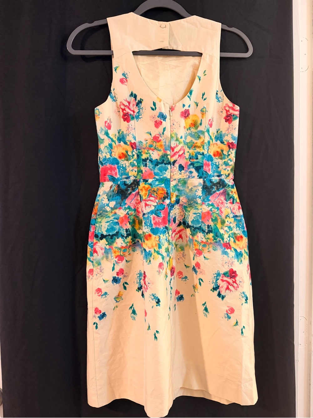 Maeve Cream Midi Dress with Vibrant Floral Print